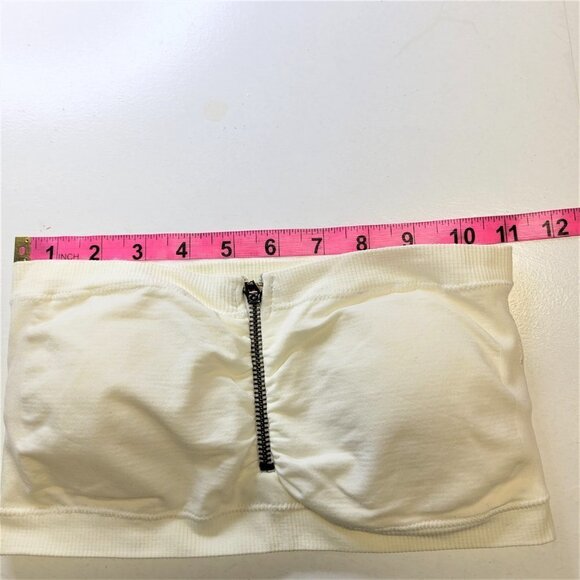 CREAM Color Padded Tube Top Zippered Bandeau One Size - New - Picture 5 of 7